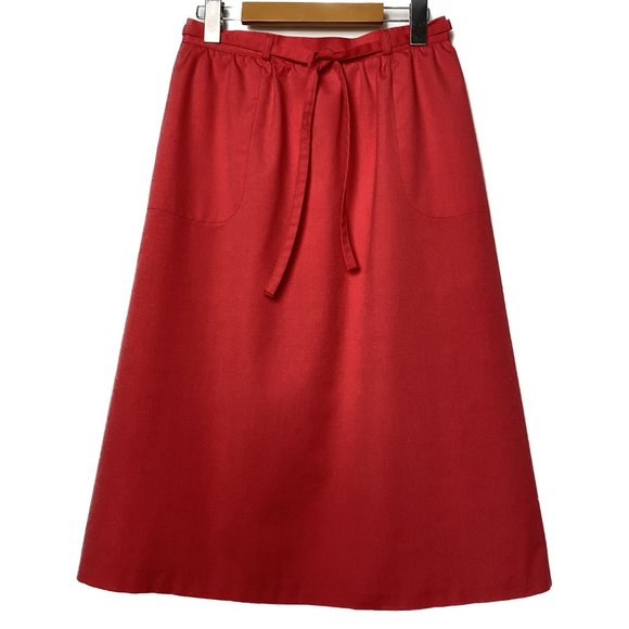 Vintage 70s Wrap Skirt Women S/M Red A-line Pockets Union Made Label Canada - Picture 1 of 16